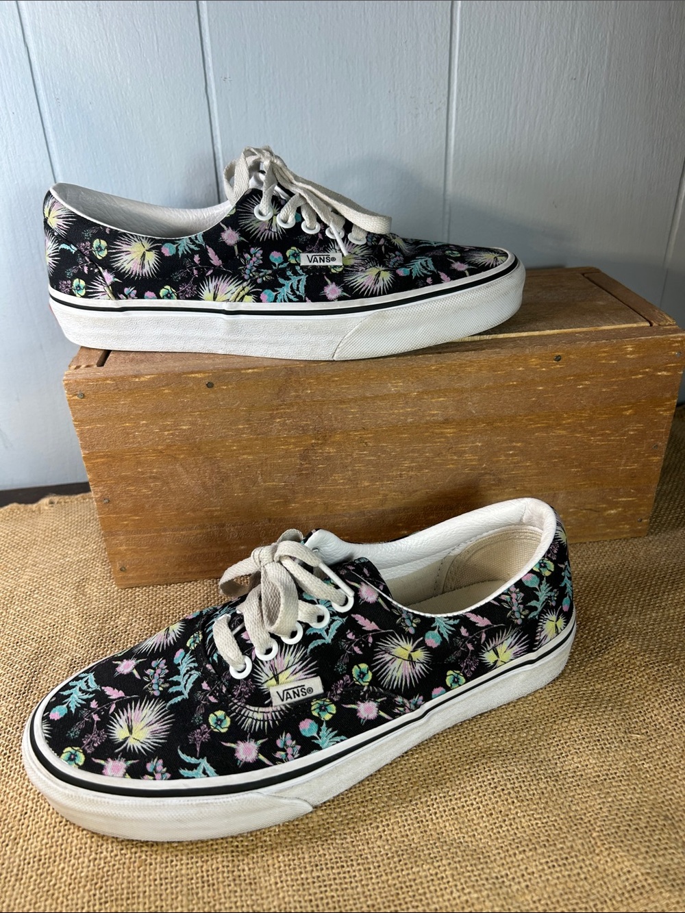Vans Black Canvas Sneakers with Pastel Floral Print